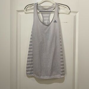 Adidas Light Gray Striped Tank Top